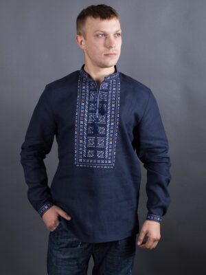 Рубаха Агний синева (длинный рукав)