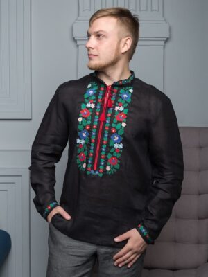 Рубаха Летние цветы черная