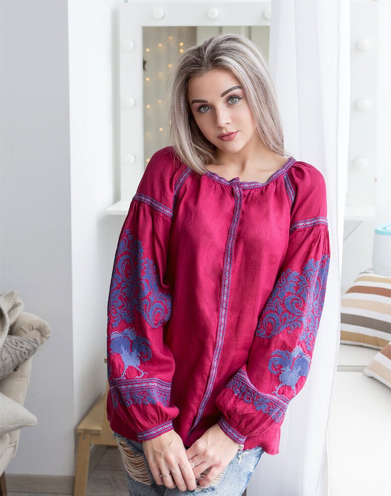 Рубаха Петушки бордо